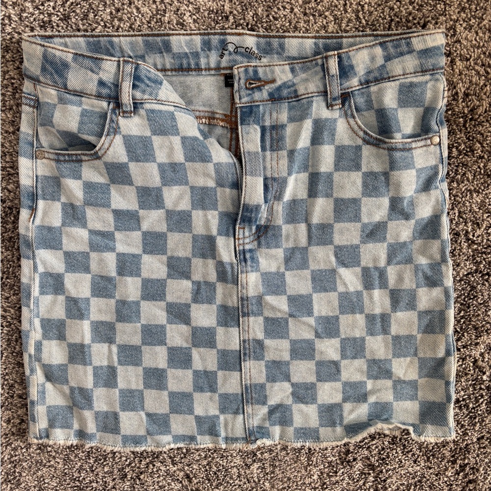 Checkered Denim Mini Skirt XL (14/16)